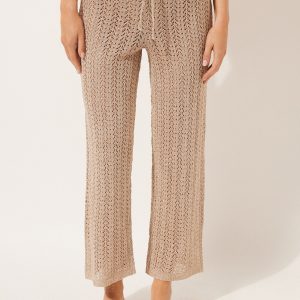 Long Crocheted Lamé Pants