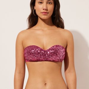 Padded Bandeau Swimsuit Top Surface Royal