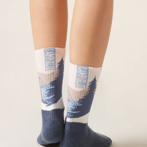 Mountain-Patterned Socks with Cashmere