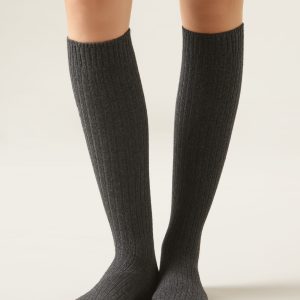 Women’s Ribbed Long Socks with Wool and Cashmere