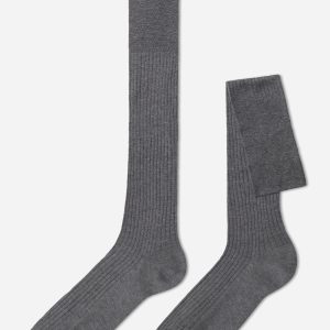 Men’s Lisle Thread Ribbed Long Socks
